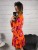 Sukienka Rita rozkloszowana z falbanką pomarańczowa w kwiaty - 109-SU-ORG-UNI - Miderelle
